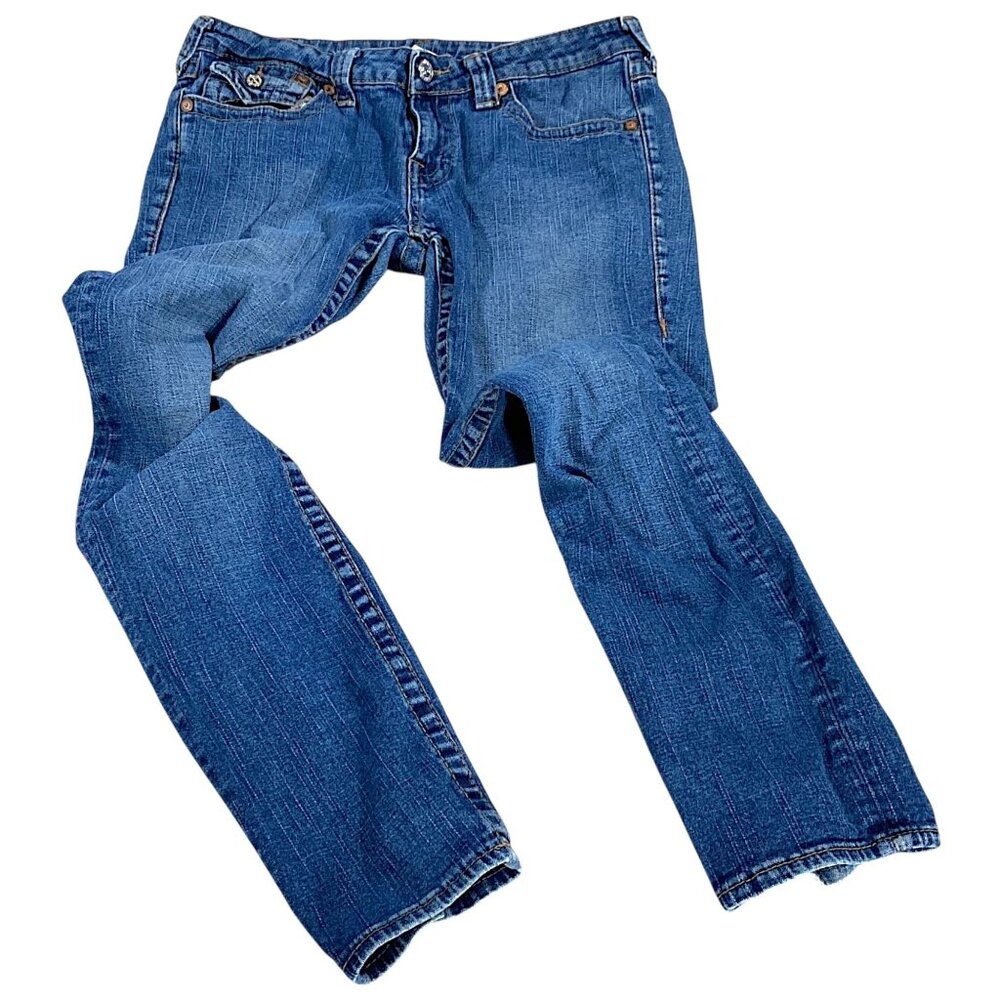 True Religion Jeans Womens Blue Julie Straight Horseshoe Buddha Y2K Cowgirl